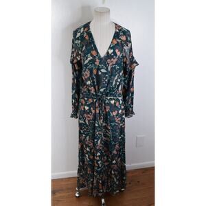 Kachel X Anthropologie Maxi Dress 8 Floral Print Winter Green Long Sleeve